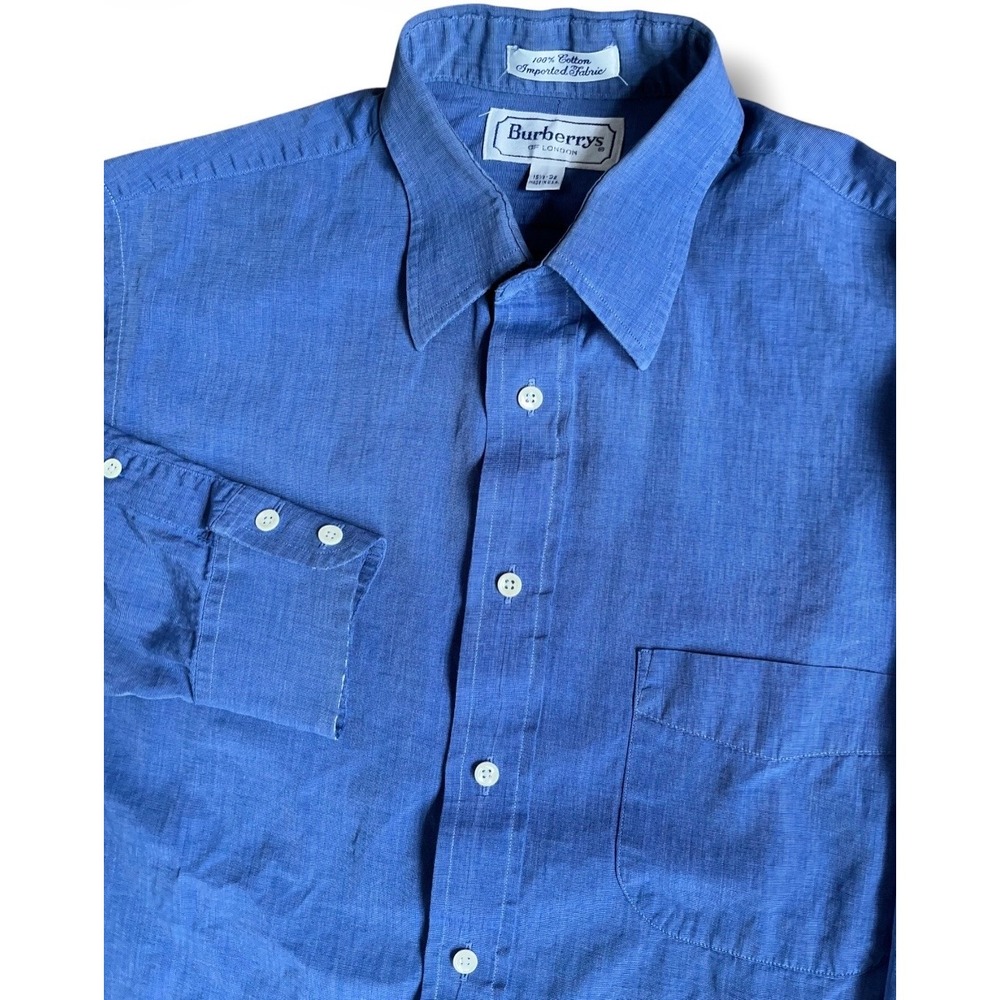 Vintage Burberrys of London Mens Blue Cotton Button Down Shirt 15.5-32 USA Made